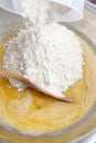 How to make yeast dough - step by step: add flour