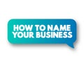 How To Name Your Business text message bubble, concept background Royalty Free Stock Photo