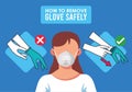 How to remove the gloves covid19 infographic Royalty Free Stock Photo