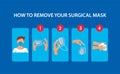 How to remove the surgical mask covid19 infographic Royalty Free Stock Photo