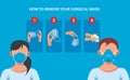How to remove the surgical mask covid19 infographic Royalty Free Stock Photo