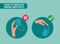 How to remove the surgical mask covid19 infographic Royalty Free Stock Photo