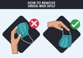 How to remove surgical mask safely infographic Royalty Free Stock Photo