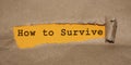 How to survive words written under torn paper. Surviving in crisis business concept