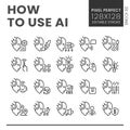 How to use AI big pixel perfect linear icons set Royalty Free Stock Photo