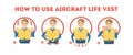 How to use airplane life jacket instruction. Demonstration