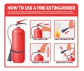 How to use fire extinguisher vector manual Royalty Free Stock Photo