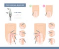 How to use a Flame Shape Milling Cutter. Working with the Area around the Nail. Tips and Tricks. Professional Manicure Tutorial. Royalty Free Stock Photo