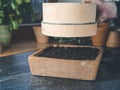 How to use a garden sieve to seed soil over seed box