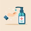 How to use hand sanitizer properly to clean and disinfect hands, medical infographic