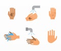 How to wash hands set Royalty Free Stock Photo