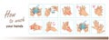 How to wash your hands. Cleaning and disinfecting hands. Medical instruction. Vector icons