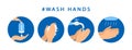 How to wash your hands. Step instructions washing hand. Preventive measures. Flat design