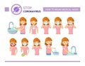 How to wear medical mask. Medical instruction step by step Infographics of method how to wear mask