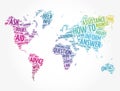 How to - word cloud in shape of world map, business concept background Royalty Free Stock Photo