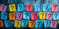 How Visual Reminders Question Mark Stickers on a Blue Background Can Help. Concept Memory