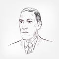 Howard Phillips Lovecraft vector sketch portrait face famous