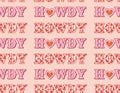 Howdy Cowboy repeating background. Cute Cowgirl seamless vector pattern