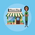 Hower shop and businesswoman Royalty Free Stock Photo