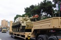 The howitzer 2S3 Akatsiya or SO-152. Soviet 152.4 mm self-propelled gun. The Victory Parade in Baku - Azerbaijan: 10 December 2020 Royalty Free Stock Photo