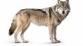 howling gray wolf isolated on white background. Generative Ai