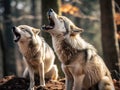 Howling Mexican gray wolves