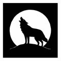 Howling Wolf Against Full Moon Royalty Free Stock Photo