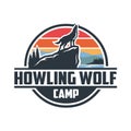 Howling wolf camp ready made logo vector isolated EPS Royalty Free Stock Photo