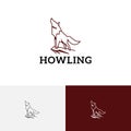 Howling Wolf on Cliff Mountain Wild Animal Line Logo Royalty Free Stock Photo