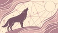 Howling Wolf with Geometric Abstract Background, vector design Generative AI Royalty Free Stock Photo