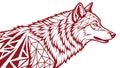 Howling Wolf Head with Intricate Geometric Patterns, vector design Generative AI Royalty Free Stock Photo