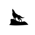 Howling wolf and moon vector illustration, background Royalty Free Stock Photo