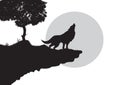 Howling wolf silhouette Royalty Free Stock Photo