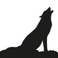 Howling wolf silhouette on white background Royalty Free Stock Photo