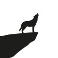 Howling wolf silhouette on white background Royalty Free Stock Photo