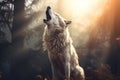 Howling Wolf in the Wilderness The Eerie Call of the Wild. Generative By Ai Royalty Free Stock Photo