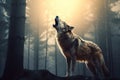 Howling Wolf in the Wilderness The Eerie Call of the Wild. Generative By Ai Royalty Free Stock Photo