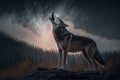 Howling Wolf in Wilderness, Generative AI Royalty Free Stock Photo