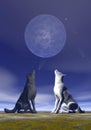 Howling wolves - 3D render Royalty Free Stock Photo