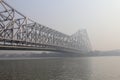 Howrah Bridge in a foggy morning Royalty Free Stock Photo