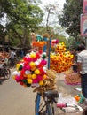 Bengali new years celebration items or ingredients sailing in a village market