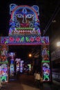 Decorated and illuminated street during Durga puja festival night