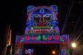 Decorated and illuminated street during Durga puja festival night