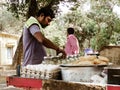 Howrah, West Bengal, India, South Asia Pac December 2019 - Street food vendor shop near Kolkata city street Royalty Free Stock Photo