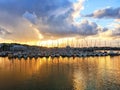 Howth Harbour at Sunset, Dublin, Ireland Royalty Free Stock Photo