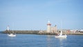 Howth Lighthouse, Irish sea and boats