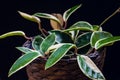 Hoya carnosa variegata `Krimson Queen` foliage. Royalty Free Stock Photo