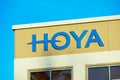 Hoya sign, logo on the facade of Hoya Corporation Royalty Free Stock Photo