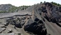 The `hoyo negro` volcano crater on the island of La Palma Royalty Free Stock Photo