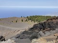 The `hoyo negro` volcano crater on the island of La Palma Royalty Free Stock Photo